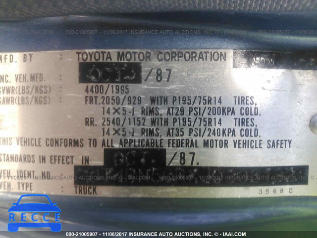 1988 Toyota Pickup 1/2 TON RN50 JT4RN50RXJ0333182 image 8