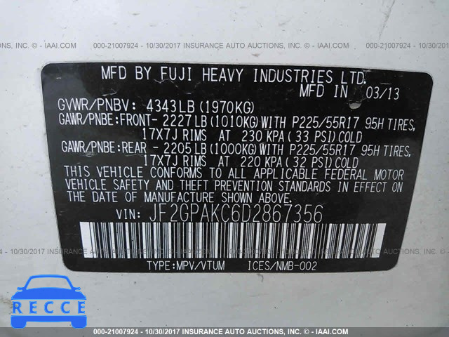2013 Subaru Xv Crosstrek 2.0 LIMITED JF2GPAKC6D2867356 image 8