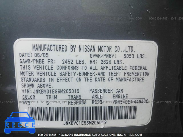 2006 Infiniti M45 SPORT JNKBY01E96M205019 image 8