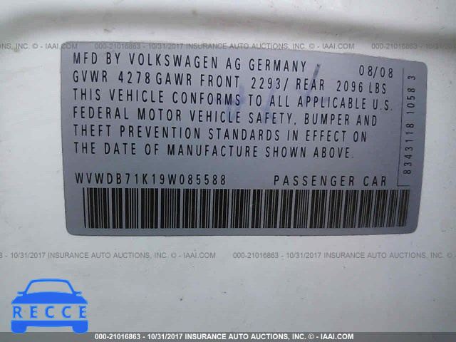 2009 Volkswagen Rabbit WVWDB71K19W085588 image 8