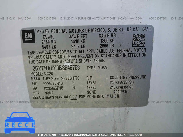 2011 Cadillac SRX LUXURY COLLECTION 3GYFNAEY0BS645768 image 8