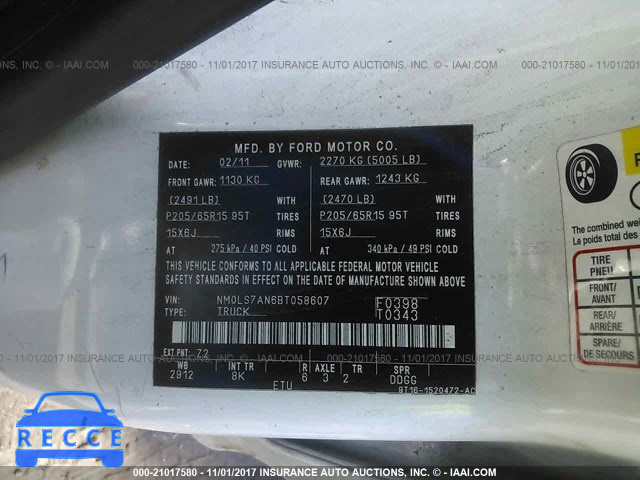 2011 Ford Transit Connect XL NM0LS7AN6BT058607 image 8