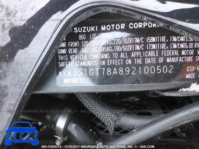 2009 Suzuki GSX-R1000 JS1GT78A892100502 image 9
