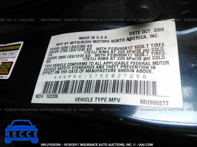 2005 Mitsubishi Endeavor LIMITED 4A4MN41S75E027256 image 8