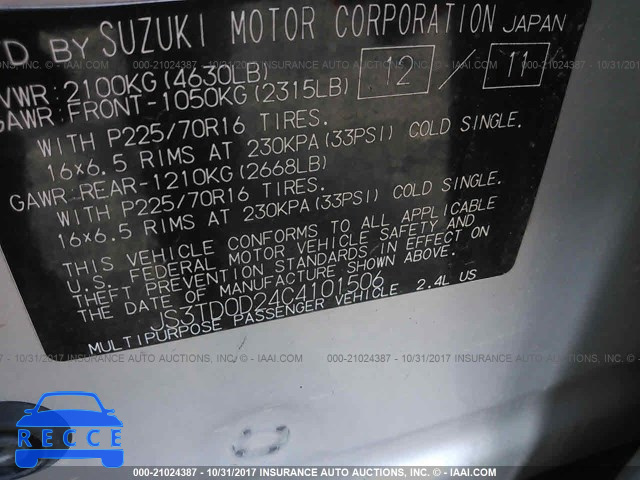 2012 Suzuki Grand Vitara PREMIUM JS3TD0D24C4101506 image 8