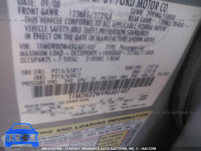 2009 FORD TAURUS X 1FMDK02W49GA01407 image 8