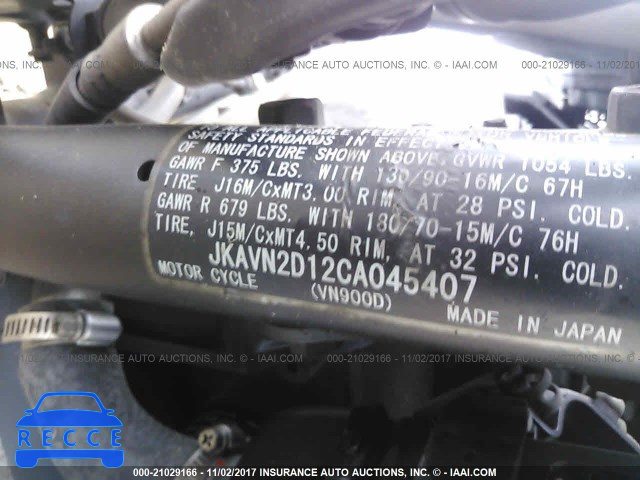 2012 Kawasaki VN900 D JKAVN2D12CA045407 image 9