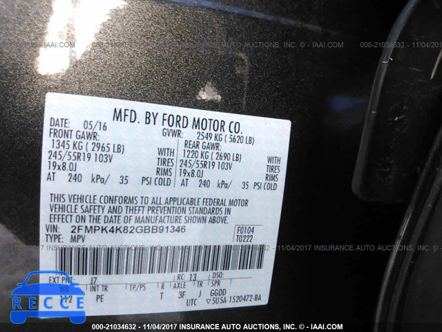 2016 Ford Edge TITANIUM 2FMPK4K82GBB91346 image 8