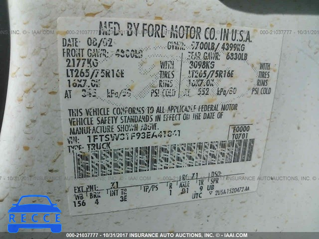 2003 Ford F350 SRW SUPER DUTY 1FTSW31F93EA41861 image 8