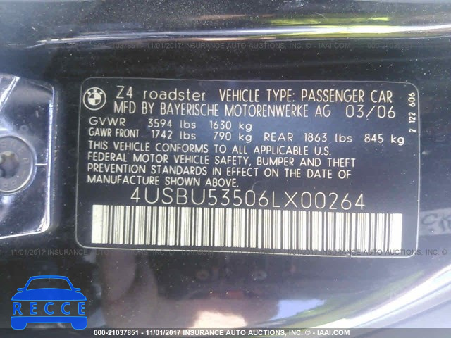 2006 BMW Z4 3.0SI 4USBU53506LX00264 image 8