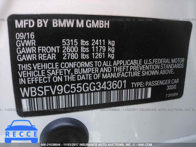 2016 BMW M5 WBSFV9C55GG343601 image 8