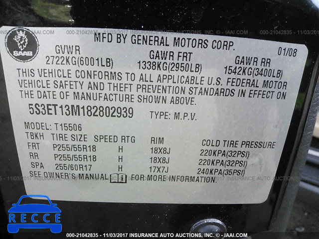 2008 Saab 9-7x 5.3I 5S3ET13M182802939 image 8