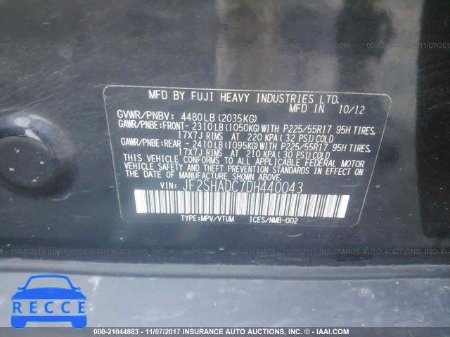 2013 Subaru Forester 2.5X PREMIUM JF2SHADC7DH440043 зображення 8