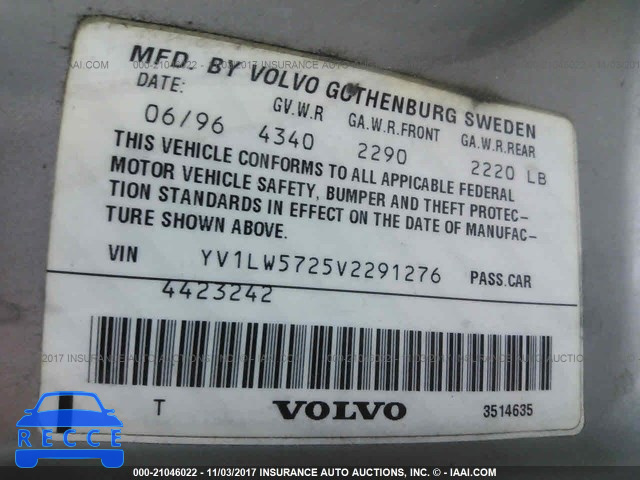 1997 Volvo 850 T5 YV1LW5725V2291276 image 8