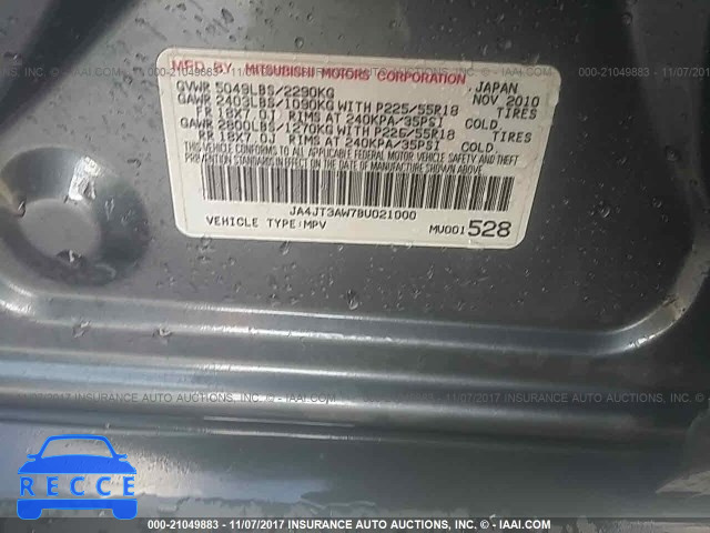 2011 Mitsubishi Outlander SE JA4JT3AW7BU021000 image 8
