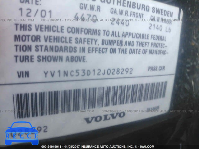 2002 Volvo C70 YV1NC53D12J028292 image 7