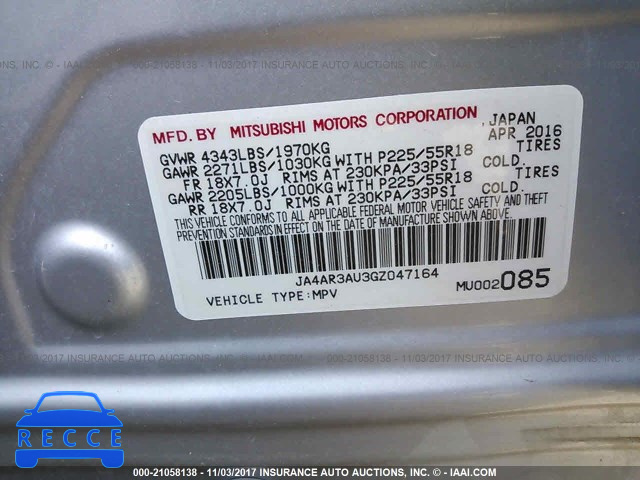 2016 Mitsubishi Outlander Sport ES JA4AR3AU3GZ047164 Bild 8