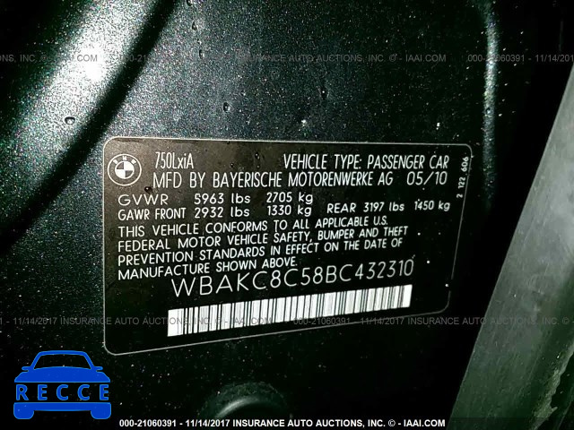 2011 BMW 750 LXI WBAKC8C58BC432310 Bild 8