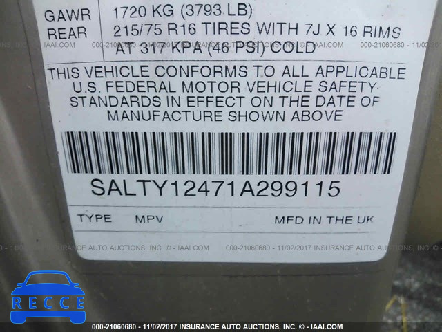 2001 LAND ROVER DISCOVERY II SE SALTY12471A299115 image 8