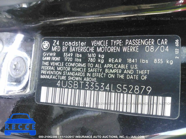 2004 BMW Z4 2.5 4USBT33534LS52879 image 8
