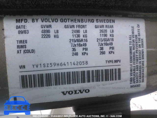 2004 Volvo XC70 YV1SZ59H641142058 Bild 8