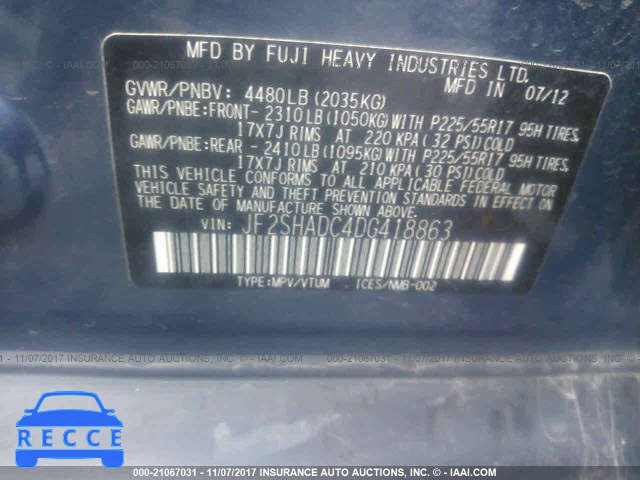 2013 Subaru Forester 2.5X PREMIUM JF2SHADC4DG418863 Bild 8
