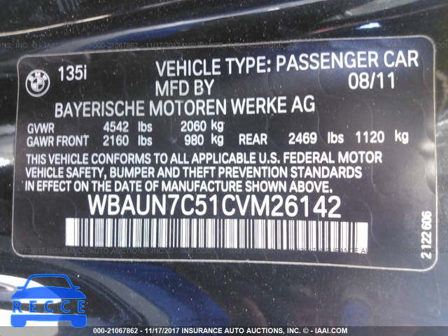 2012 BMW 135 I WBAUN7C51CVM26142 image 8