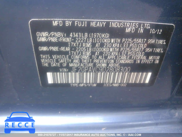 2013 Subaru Xv Crosstrek 2.0 PREMIUM JF2GPAVC9D2808300 image 8