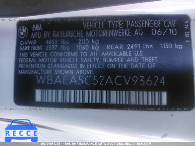 2010 BMW 650 I WBAEA5C52ACV93624 Bild 8