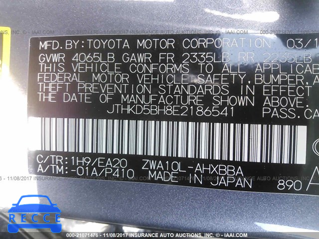 2014 Lexus CT 200 JTHKD5BH8E2186541 image 8