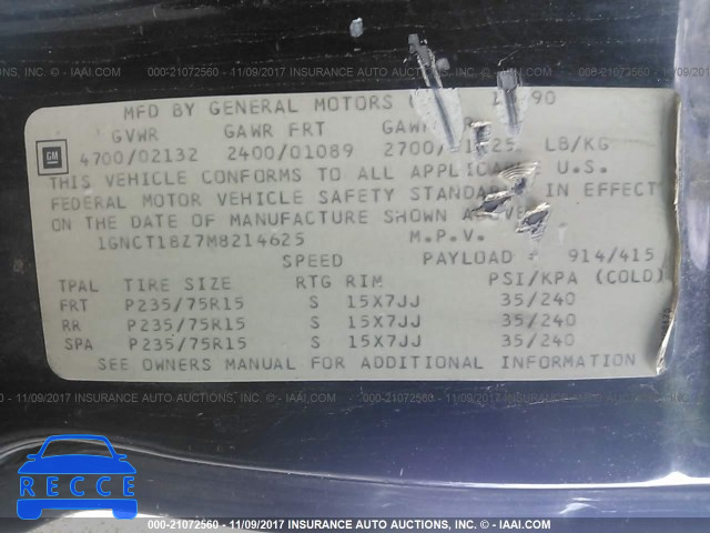 1991 Chevrolet Blazer S10 1GNCT18Z7M8214625 image 8