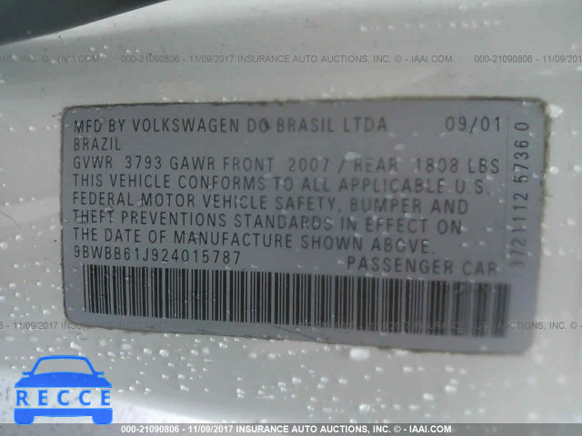 2002 Volkswagen Golf GL 9BWBB61J924015787 image 8