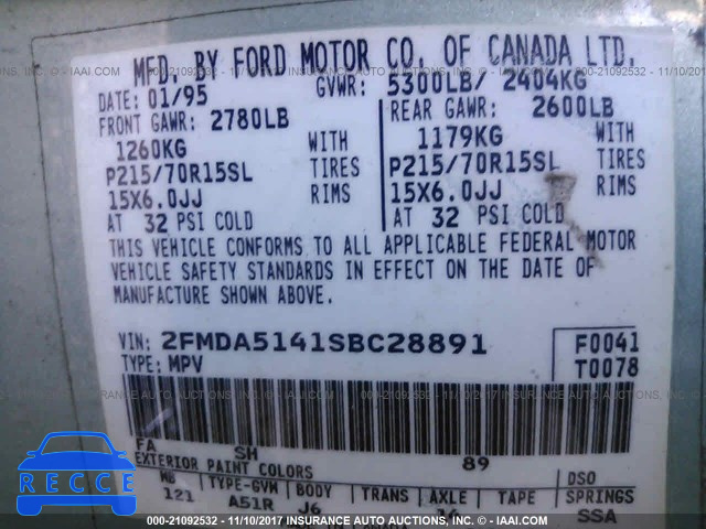 1995 Ford Windstar WAGON 2FMDA5141SBC28891 image 8