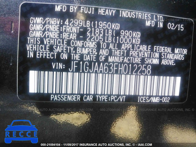 2015 Subaru Impreza JF1GJAA63FH012258 Bild 8