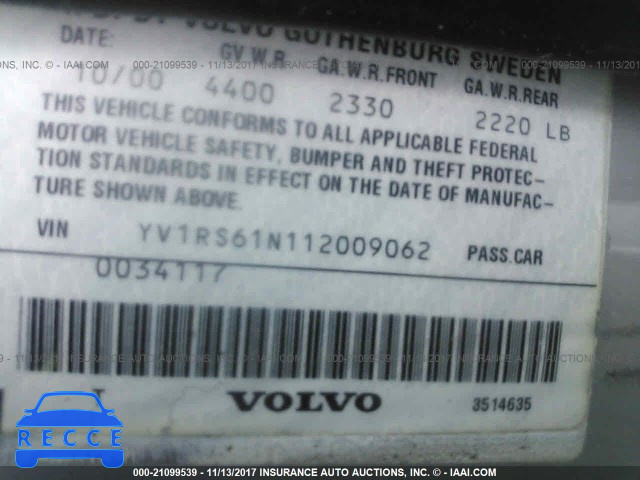 2001 Volvo S60 YV1RS61N112009062 image 8