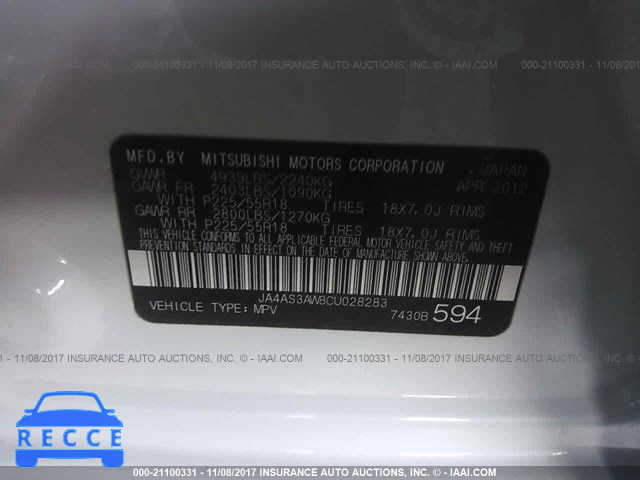 2012 Mitsubishi Outlander SE JA4AS3AW8CU028283 image 8