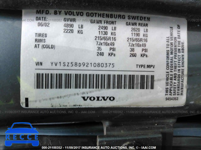 2002 Volvo V70 XC YV1SZ58D921080375 image 8