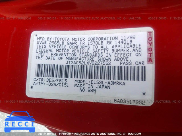 1997 Toyota Tercel CE JT2AC52LXV0227552 image 7