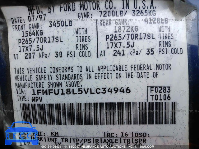 1997 Ford Expedition 1FMFU18L5VLC34946 image 8