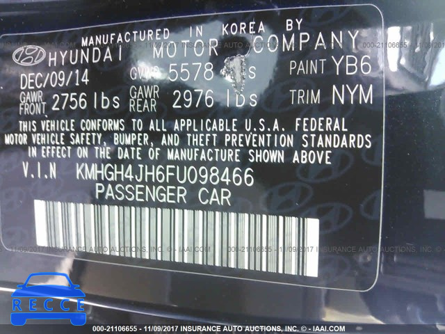 2015 Hyundai Equus SIGNATURE/ULTIMATE KMHGH4JH6FU098466 Bild 8