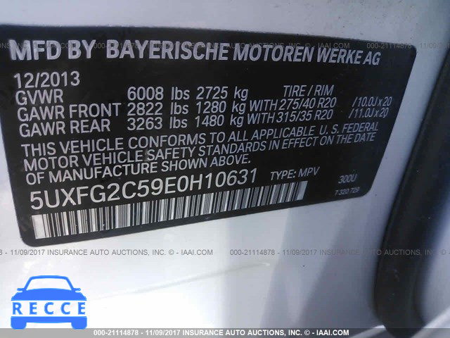 2014 BMW X6 XDRIVE35I 5UXFG2C59E0H10631 Bild 8