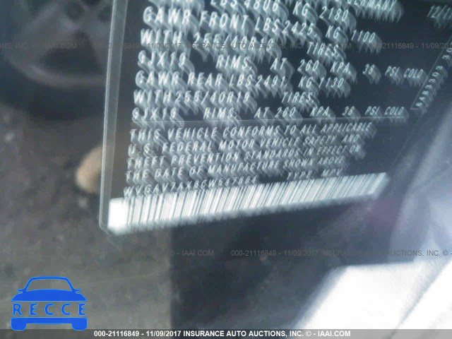 2012 Volkswagen Tiguan S/SE/SEL WVGAV7AX8CW547864 image 8