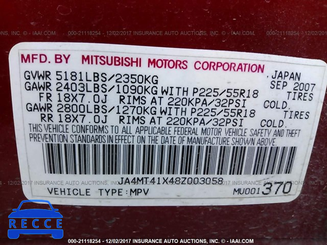 2008 Mitsubishi Outlander XLS JA4MT41X48Z003058 image 8