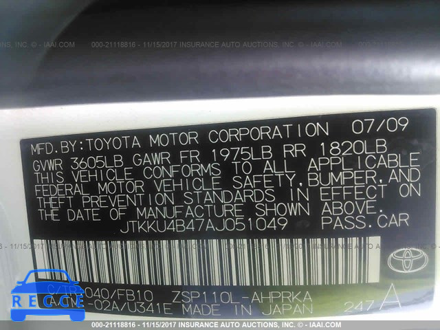 2010 Scion XD JTKKU4B47AJ051049 Bild 8