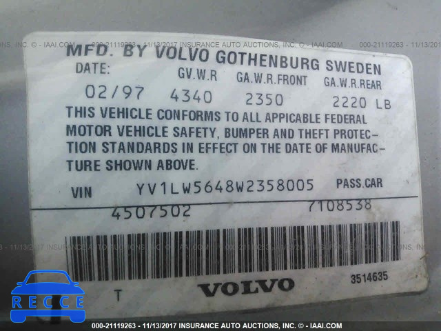 1998 Volvo V70 GLT YV1LW5648W2358005 image 8