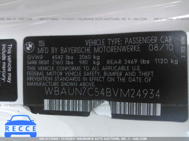 2011 BMW 135 I WBAUN7C54BVM24934 image 8