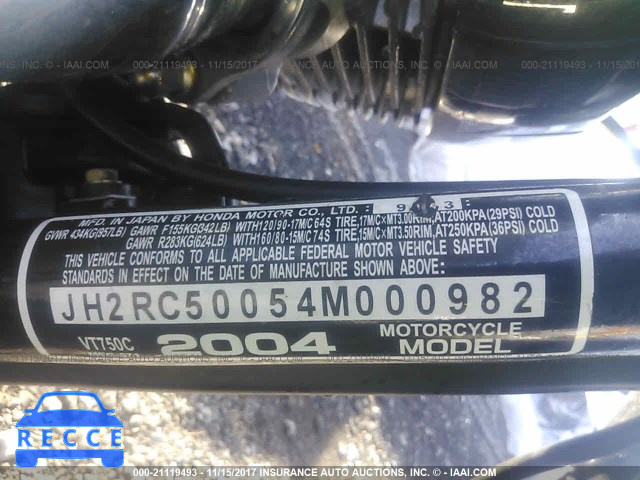 2004 Honda VT750 C JH2RC50054M000982 image 9