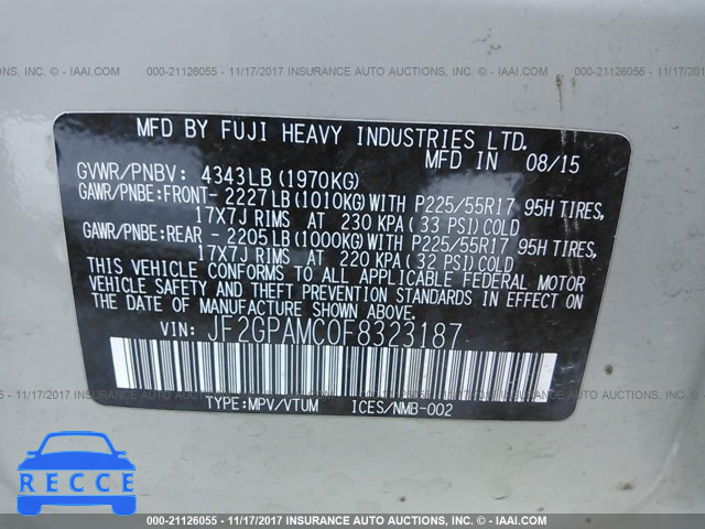 2015 Subaru Xv Crosstrek 2.0 LIMITED JF2GPAMC0F8323187 image 8