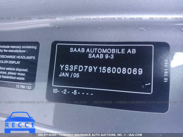 2005 Saab 9-3 ARC YS3FD79Y156008069 image 8