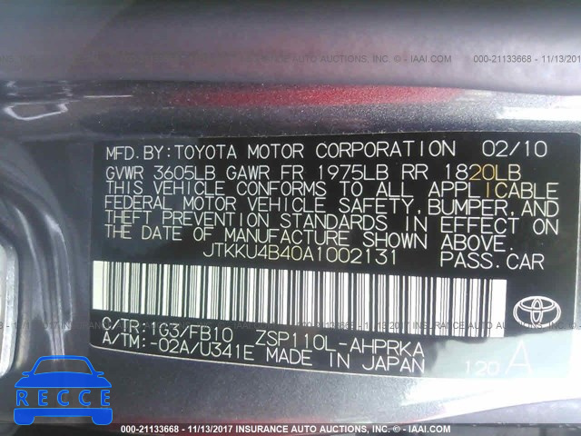 2010 Scion XD JTKKU4B40A1002131 image 8